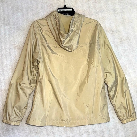 Calvin Klein Men’s Raincoat Jacket Sz M Hooded Beige Full Zip Two Pockets - Picture 9 of 13